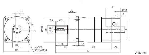 drawings of DGT series planetary reducer