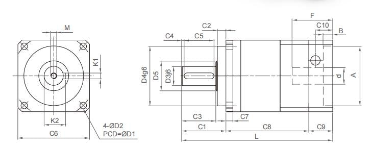 drawings of DG series planetary reducer