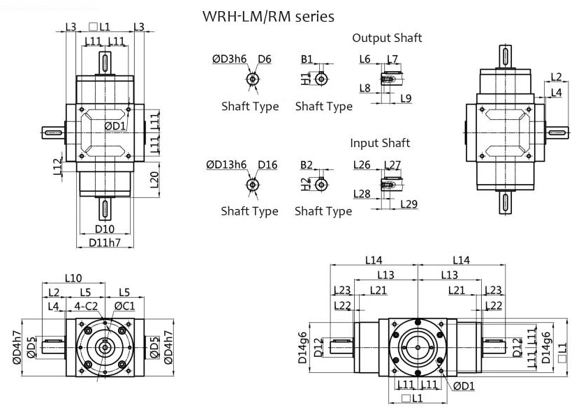 structure of WRH LM series Steering gear lifting and T-angle reducer